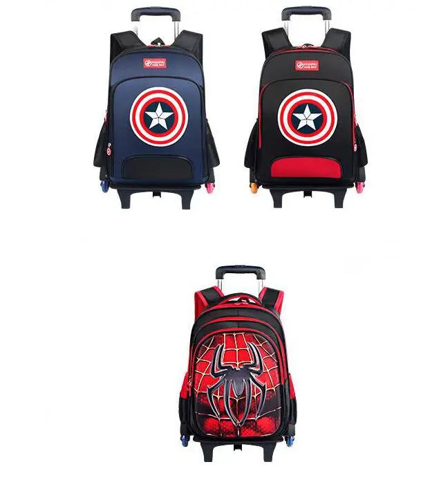 Cartoon School Bags with Trolley for boys Rolling backpack for school kids wheeled backpack children school trolley bag for boys