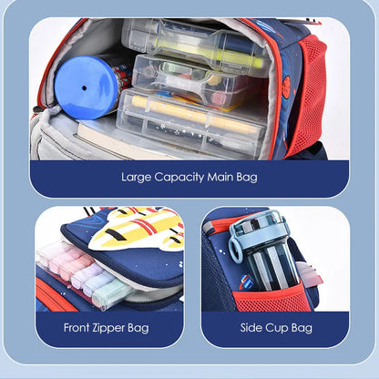 Cartoon Space Plane School Bags for Boys Girls Fashion Toddler Backpack Children Travel Bookbag Kids Mochila Infantil Escolar