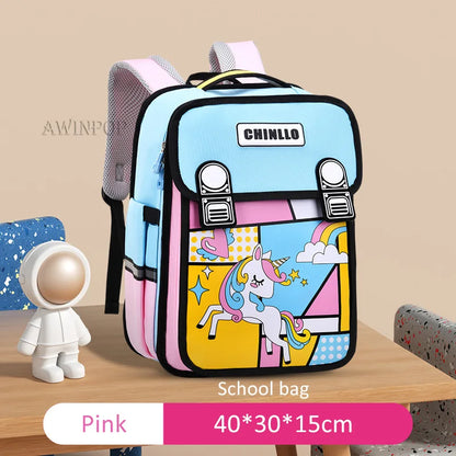 Cartoon Spaceman School Bags for Elementary School Students 1-6 Grade Waterproof  Boy Girls Unicorn Backpacks Mochilas Escolares