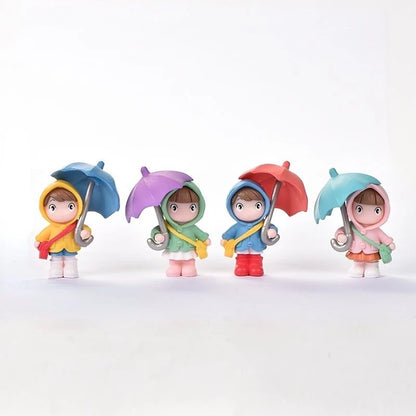 Cartoon Umbrella-Holding Man Car Ornaments Micro Landscape Bonsai Decoration Desktop Creative Trinket Home Accessories Figurines