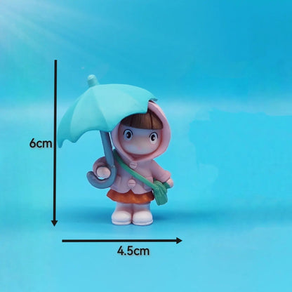 Cartoon Umbrella-Holding Man Car Ornaments Micro Landscape Bonsai Decoration Desktop Creative Trinket Home Accessories Figurines