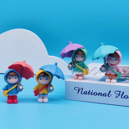 Cartoon Umbrella-Holding Man Car Ornaments Micro Landscape Bonsai Decoration Desktop Creative Trinket Home Accessories Figurines