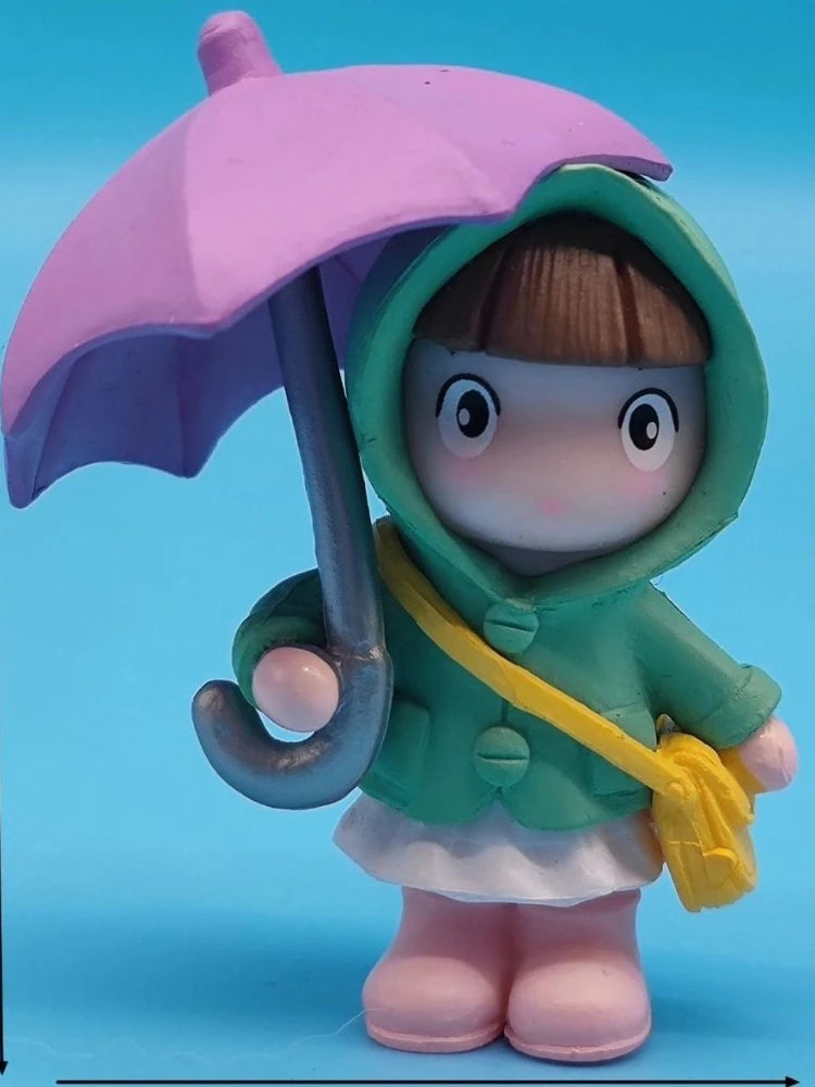 Cartoon Umbrella-Holding Man Car Ornaments Micro Landscape Bonsai Decoration Desktop Creative Trinket Home Accessories Figurines