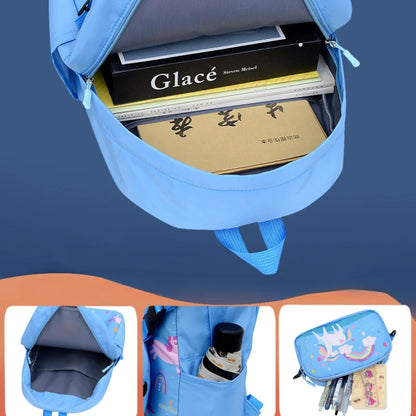Cartoon Unicorn Children's Kindergarten Bookbags, Backpack for Kids with Removable Shoulder Bag,pencil Case,Outgoing Storage Bag