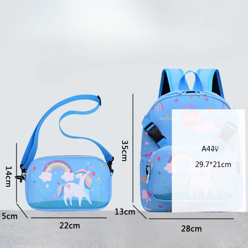 Cartoon Unicorn Children's Kindergarten Bookbags, Backpack for Kids with Removable Shoulder Bag,pencil Case,Outgoing Storage Bag