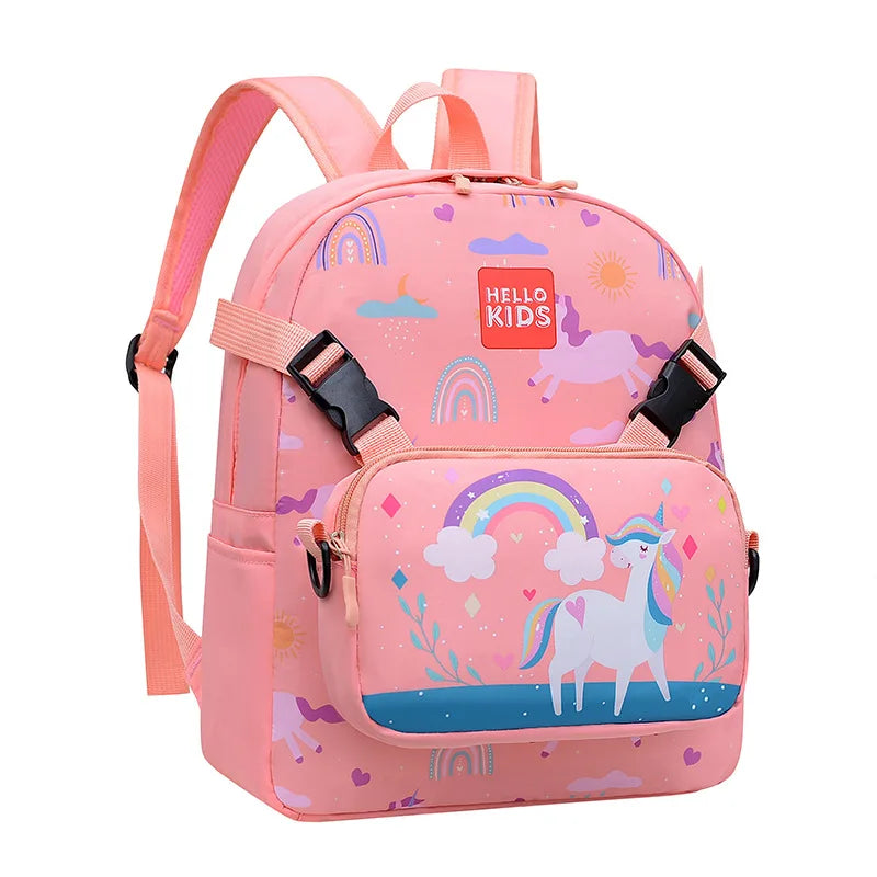 Cartoon Unicorn Children's Kindergarten Bookbags, Backpack for Kids with Removable Shoulder Bag,pencil Case,Outgoing Storage Bag