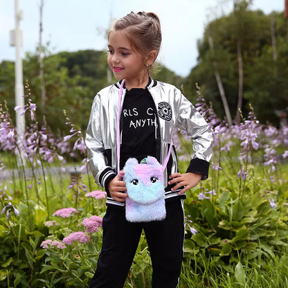 Cartoon Unicorn Kids Crossbody Bag Soft Plush Children Shoulder Bags Cute Coin Purse Kindergarten Girls Mini Kawaii Bag