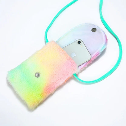 Cartoon Unicorn Kids Crossbody Bag Soft Plush Children Shoulder Bags Cute Coin Purse Kindergarten Girls Mini Kawaii Bag