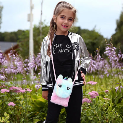 Cartoon Unicorn Kids Crossbody Bag Soft Plush Children Shoulder Bags Cute Coin Purse Kindergarten Girls Mini Kawaii Bag