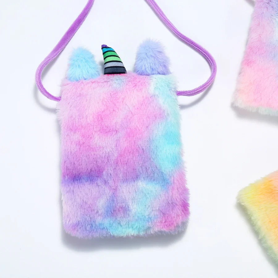 Cartoon Unicorn Kids Crossbody Bag Soft Plush Children Shoulder Bags Cute Coin Purse Kindergarten Girls Mini Kawaii Bag