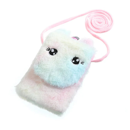 Cartoon Unicorn Kids Crossbody Bag Soft Plush Children Shoulder Bags Cute Coin Purse Kindergarten Girls Mini Kawaii Bag
