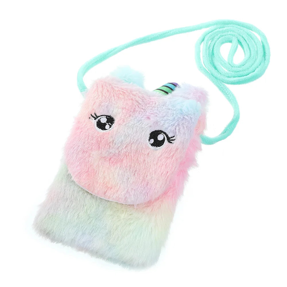 Cartoon Unicorn Kids Crossbody Bag Soft Plush Children Shoulder Bags Cute Coin Purse Kindergarten Girls Mini Kawaii Bag