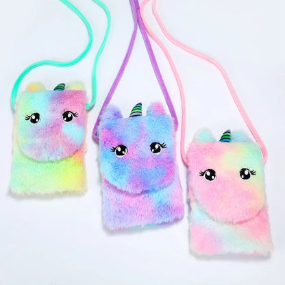 Cartoon Unicorn Kids Crossbody Bag Soft Plush Children Shoulder Bags Cute Coin Purse Kindergarten Girls Mini Kawaii Bag