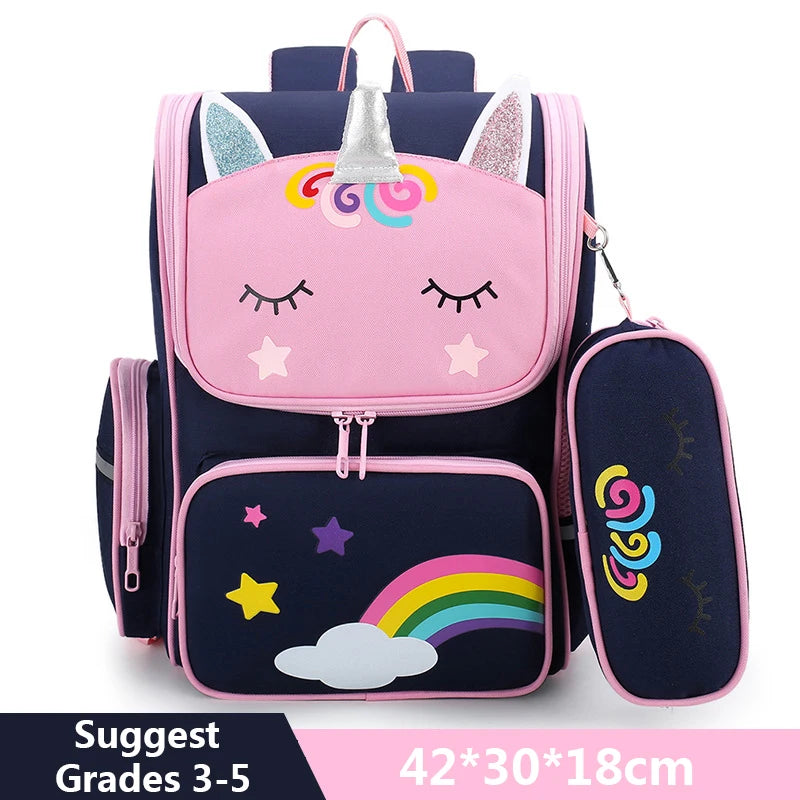Cartoon Unicorn Student Children School Bags Girls Cute Kids Backpack Lightweight Waterproof School bags with pencil case