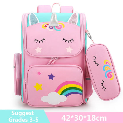 Cartoon Unicorn Student Children School Bags Girls Cute Kids Backpack Lightweight Waterproof School bags with pencil case