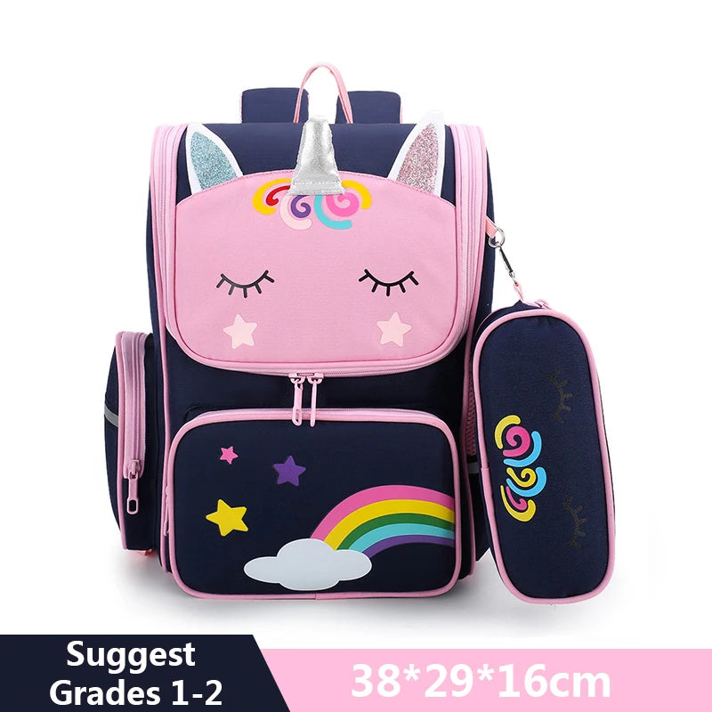 Cartoon Unicorn Student Children School Bags Girls Cute Kids Backpack Lightweight Waterproof School bags with pencil case