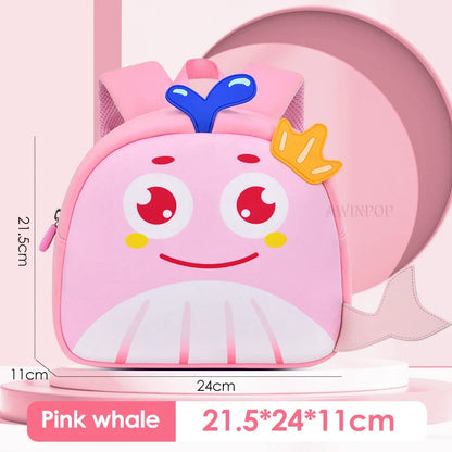 Cartoon Whale School Bags for Kids Light Weight Kindergarten Girls Kawaii Backpacks Toddler Boys Back Pack Mochilas Escolares