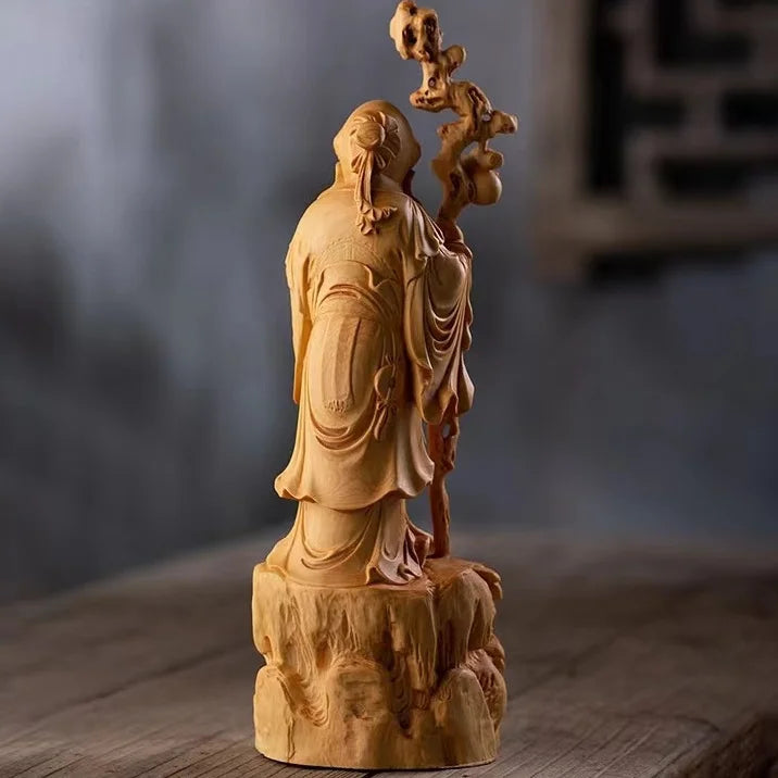 Carved Longevity Male Living Room Home Home Desktop Office Furnishings Gift Solid Wood Handle Pieces