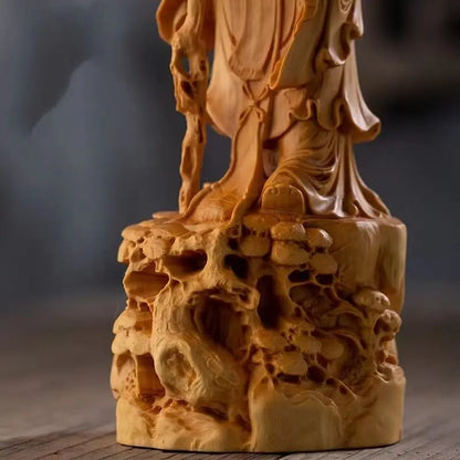 Carved Longevity Male Living Room Home Home Desktop Office Furnishings Gift Solid Wood Handle Pieces