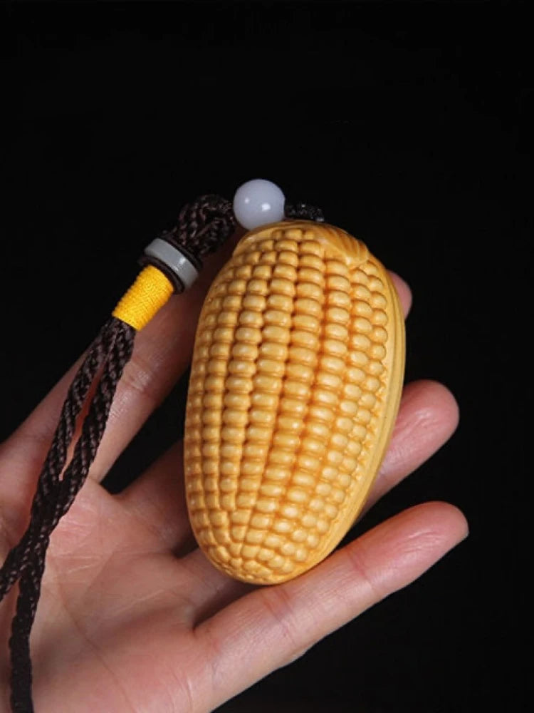 Carvings of cypress wood gold jade full hand pieces car pendant Solid wood corn tray  playthings decoration   accessories