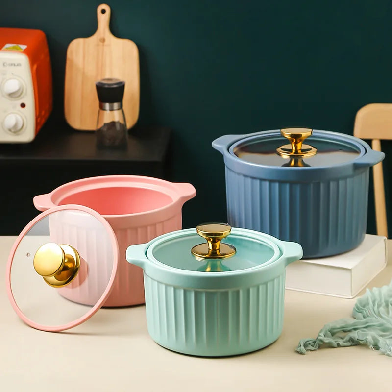 Casserole Stew Pot Soup Pots Thick Bottom Ceramic Cookware Cooking Pot Gas Stove High Temperature Resistant Kitchen Accessories