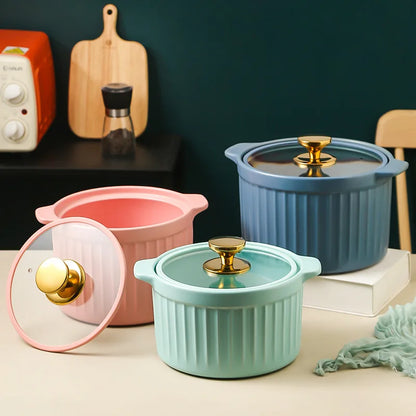 Casserole Stew Pot Soup Pots Thick Bottom Ceramic Cookware Cooking Pot Gas Stove High Temperature Resistant Kitchen Accessories