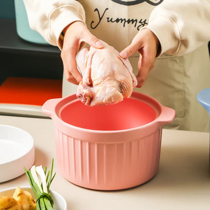Casserole Stew Pot Soup Pots Thick Bottom Ceramic Cookware Cooking Pot Gas Stove High Temperature Resistant Kitchen Accessories