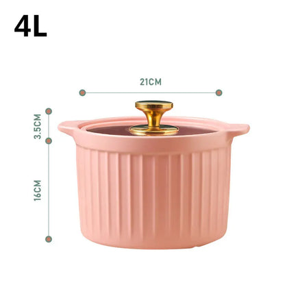 Casserole Stew Pot Soup Pots Thick Bottom Ceramic Cookware Cooking Pot Gas Stove High Temperature Resistant Kitchen Accessories