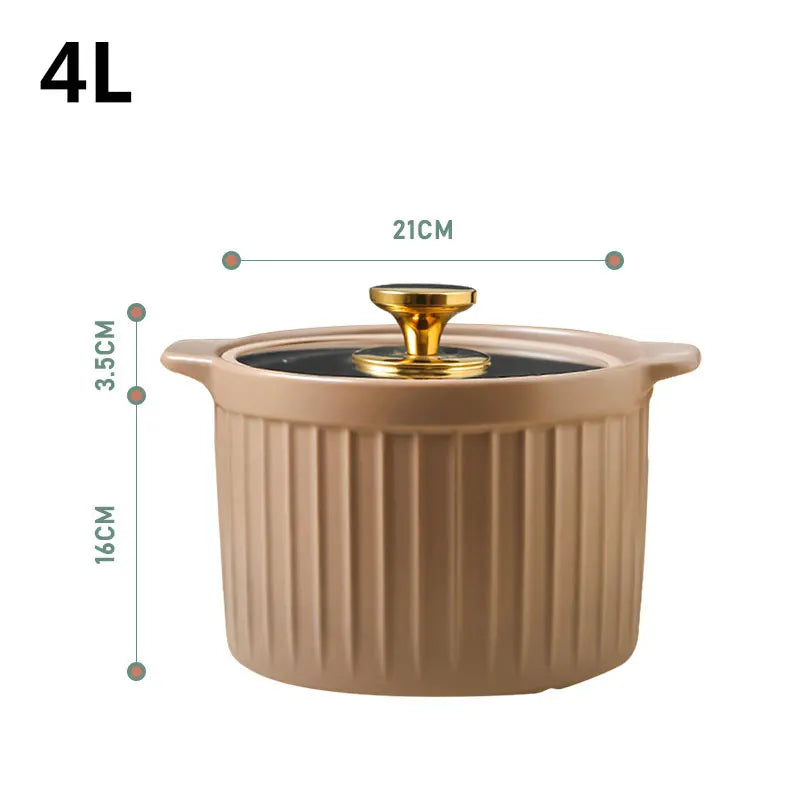 Casserole Stew Pot Soup Pots Thick Bottom Ceramic Cookware Cooking Pot Gas Stove High Temperature Resistant Kitchen Accessories