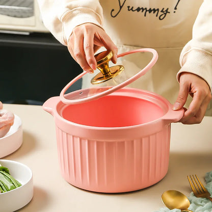 Casserole Stew Pot Soup Pots Thick Bottom Ceramic Cookware Cooking Pot Gas Stove High Temperature Resistant Kitchen Accessories