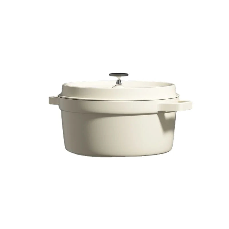 Cast Iron Soup Pot with Lid, Heavy Duty Stock Pot for Perfect Cooking and Stew, Non-Stick Interior, 4 Quart Red