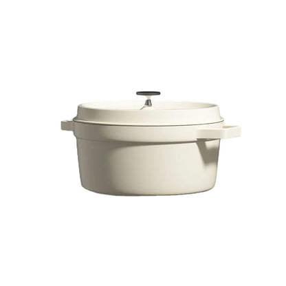 Cast Iron Soup Pot with Lid, Heavy Duty Stock Pot for Perfect Cooking and Stew, Non-Stick Interior, 4 Quart Red