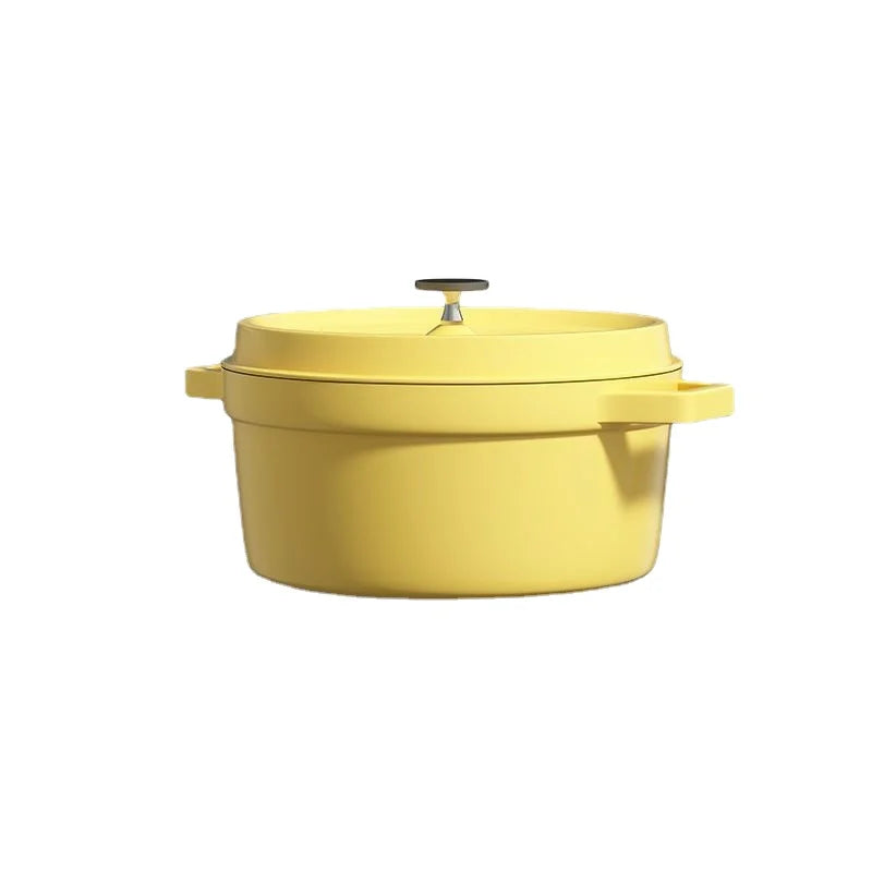 Cast Iron Soup Pot with Lid, Heavy Duty Stock Pot for Perfect Cooking and Stew, Non-Stick Interior, 4 Quart Red