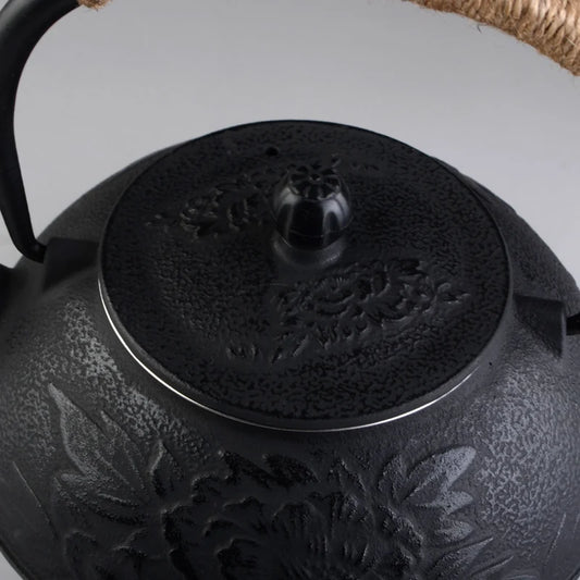 Cast Iron Tea pot Set Japanese TeaPot Tetsubin Kettle With Metal Net Filter 800ml Peony Kung Fu Tea Infusers Authentic Wholesale