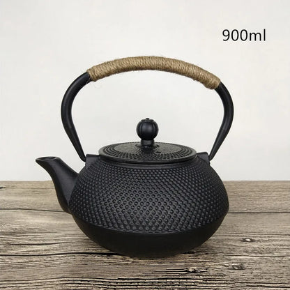 Cast Iron Teapot Water Boiling Kettle Household Tea Making Set 850ml Japanese Tetsubin Iron Bottle Vintage Tea Cup Saucer Set