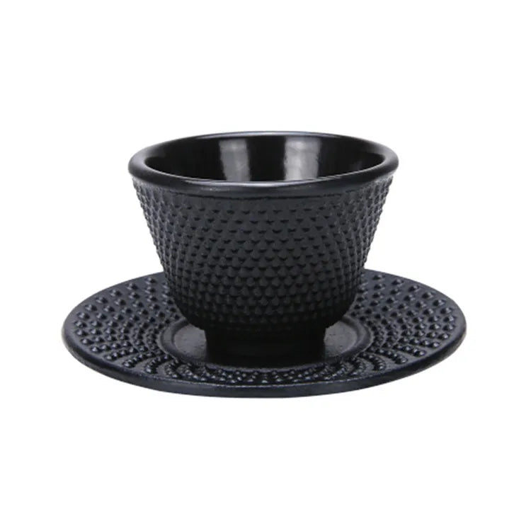 Cast Iron Teapot Water Boiling Kettle Household Tea Making Set 850ml Japanese Tetsubin Iron Bottle Vintage Tea Cup Saucer Set
