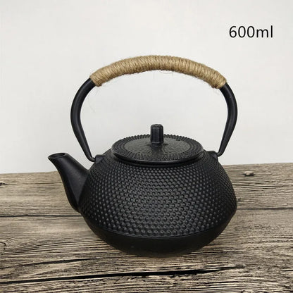 Cast Iron Teapot Water Boiling Kettle Household Tea Making Set 850ml Japanese Tetsubin Iron Bottle Vintage Tea Cup Saucer Set