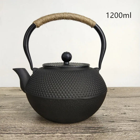 Cast Iron Teapot Water Boiling Kettle Household Tea Making Set 850ml Japanese Tetsubin Iron Bottle Vintage Tea Cup Saucer Set