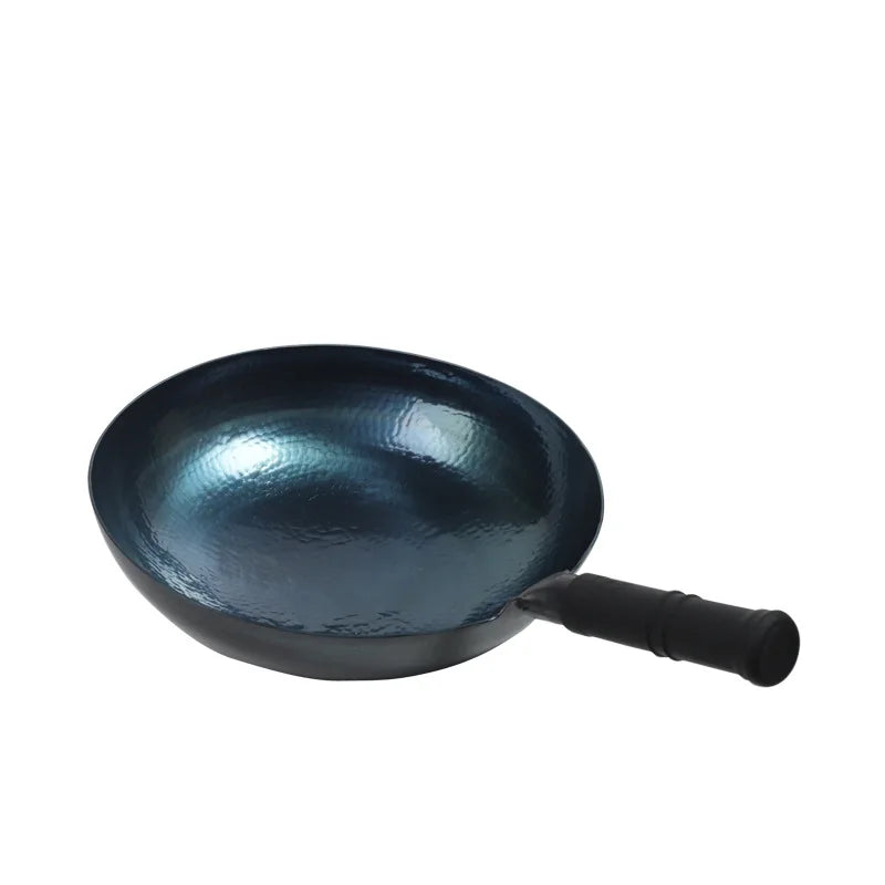Casting Chinese Traditional Handmade Carbon Steel Forging Wok Pre Seasoned Wrought Iron Cauldron Non-stick Gas Pot