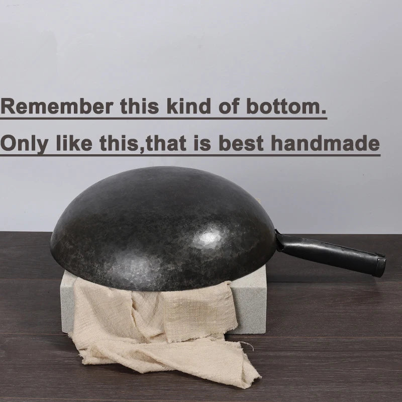 Casting Chinese Traditional Handmade Carbon Steel Forging Wok Pre Seasoned Wrought Iron Cauldron Non-stick Gas Pot