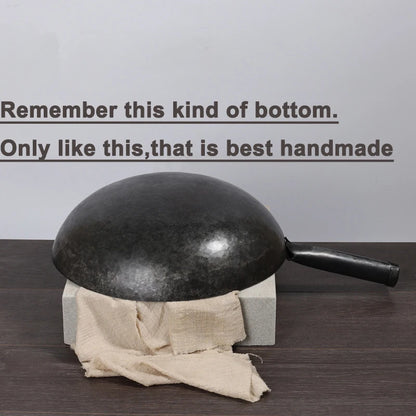 Casting Chinese Traditional Handmade Carbon Steel Forging Wok Pre Seasoned Wrought Iron Cauldron Non-stick Gas Pot