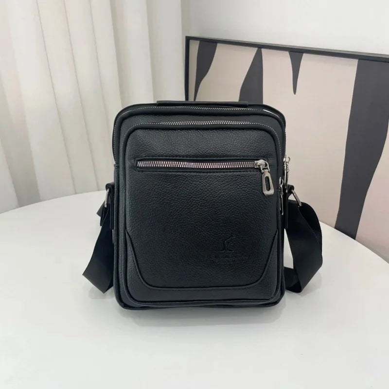 Casual Business Men's Crossbody Vertical Leather Shoulder Fashion Messenger Bag High Quality Man Handbag