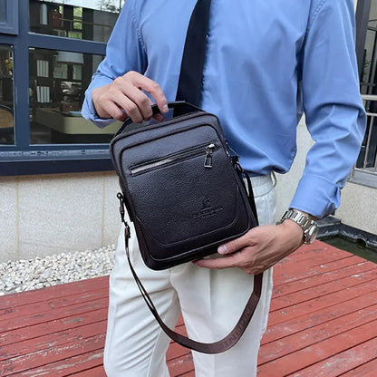 Casual Business Men's Crossbody Vertical Leather Shoulder Fashion Messenger Bag High Quality Man Handbag