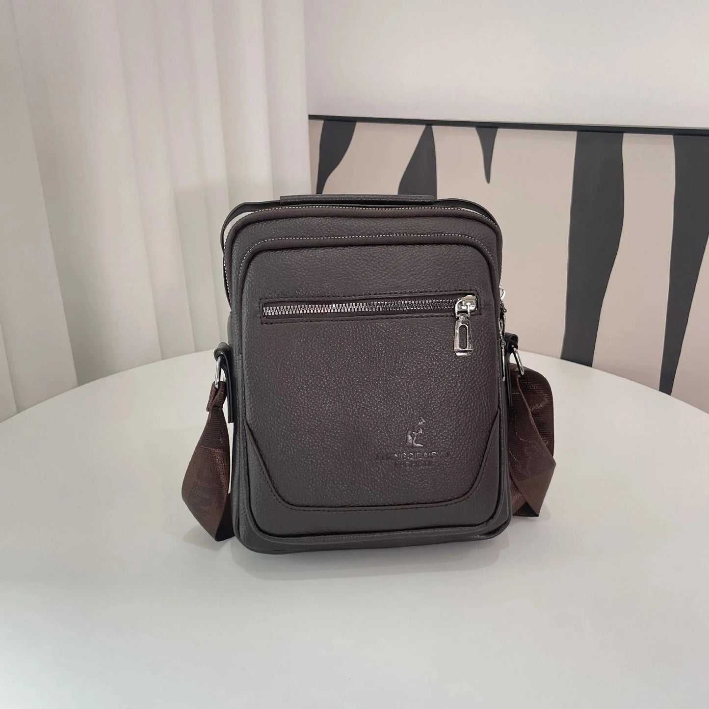 Casual Business Men's Crossbody Vertical Leather Shoulder Fashion Messenger Bag High Quality Man Handbag