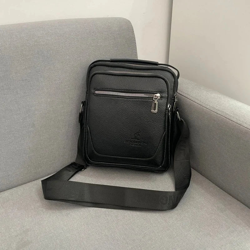 Casual Business Men's Crossbody Vertical Leather Shoulder Fashion Messenger Bag High Quality Man Handbag