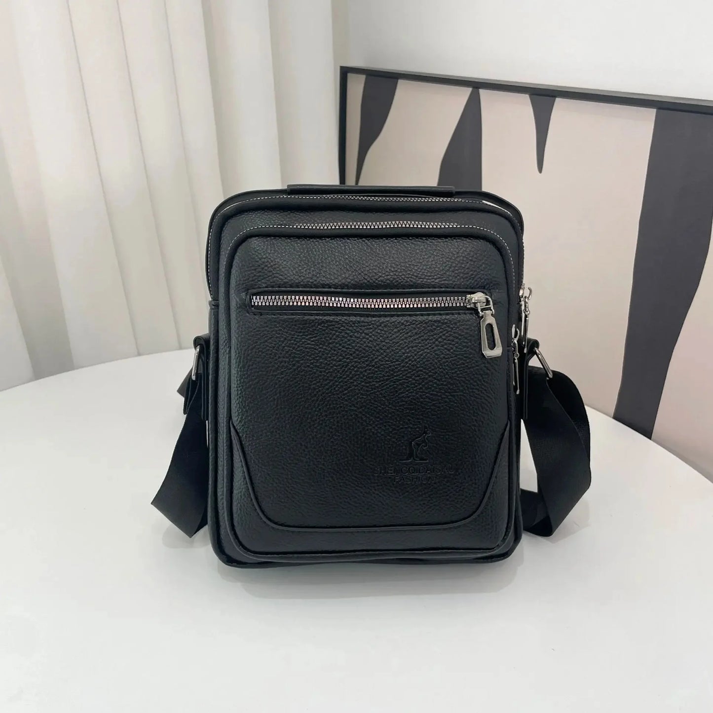 Casual Business Men's Crossbody Vertical Leather Shoulder Fashion Messenger Bag High Quality Man Handbag