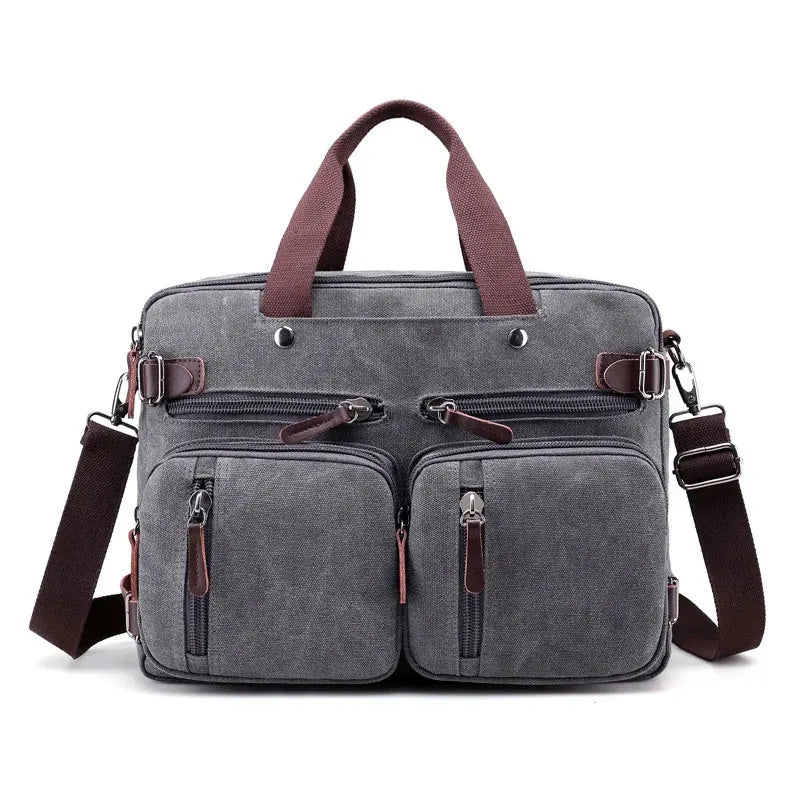 Casual Canvas Bag Business Briefcase Portable Messenger Shoulder Three-use Bag Large Can Hold 17 Inch Notebook Computer Bag