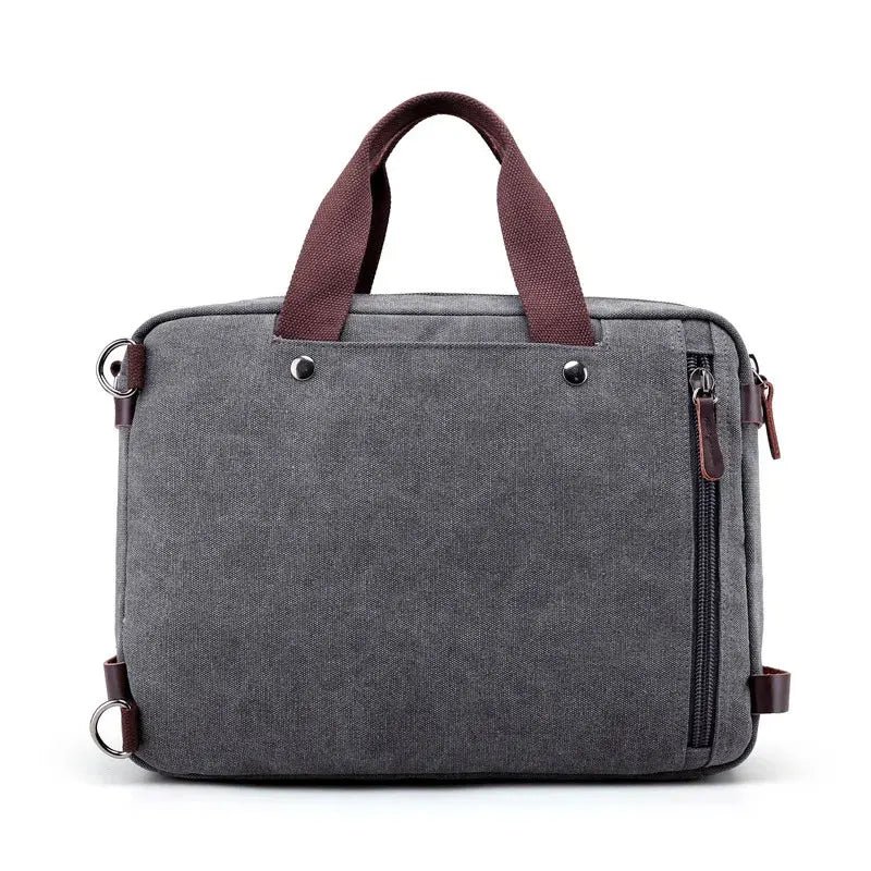 Casual Canvas Bag Business Briefcase Portable Messenger Shoulder Three-use Bag Large Can Hold 17 Inch Notebook Computer Bag