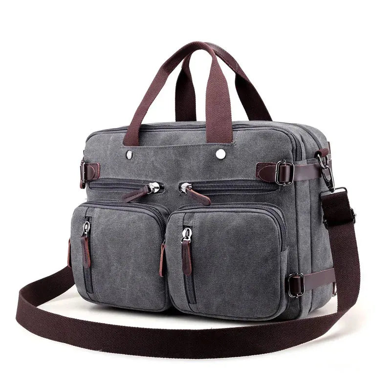 Casual Canvas Bag Business Briefcase Portable Messenger Shoulder Three-use Bag Large Can Hold 17 Inch Notebook Computer Bag