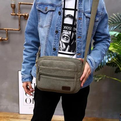 Casual Canvas Crossbody For Men Multifunction Shoulder Fashion Male Messenger Bag Vintage Handbag